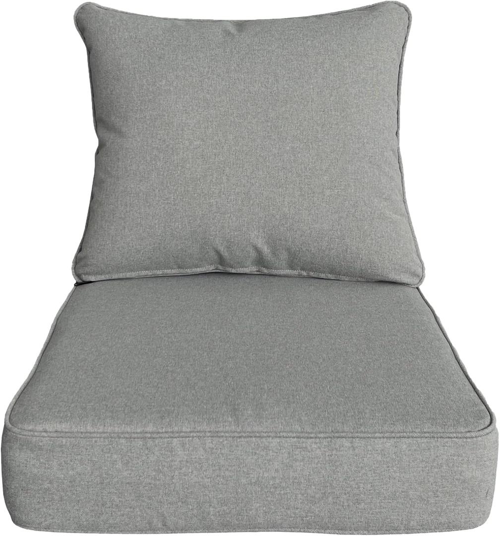 Outdoor/Indoor 24x24 inch Deep Seat Patio Cushions Set of 1 Resilient Foam Filling Water Repellent Stain-Resistant UV Resistant Weather Resistant Patio Cushions Light Grey