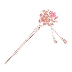 Lurrose Rhinestone Pearl Flower Hair Stick Chinese Hair Chopsticks Vintage Retro Tassel Hair Pin Hair Styling Hair Making Accessories for Long Hair for Women Girls