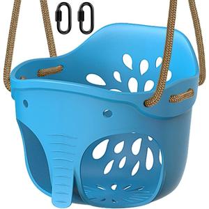 BeneLabel 600 LB Weight Capacity Full Bucket Toddler Swing Seat with Adjustable Height Rope from 4.2 to 6.7 FT High Back Bucket Seat Swing for Toddler - Cute Elephant Shape Design