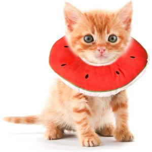 Kitten Cones After Surgery 0-6 Months, Donut Extra Small Kitten Cone Collar Soft to Stop Licking Neck, Elizabethan e Collar for Recovery, xs Small Cat Cone Spray, Pet Soft Cone for Cats Watermelon S