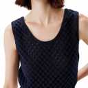 RIHOAS Womens Crochet Tank Top Sleeveless Knit Sweater Hollow Out Loose Knit Trendy Going Out Top Sweaters Vest (Black, L)