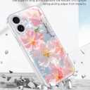 Flower Phone Case for iPhone 16 Plus, Delicate Floral Art Pattern Cover, Camera Lens Protector & Shockproof, Silicone Lanyard, Cute Slim & Lightweight for iPhone 16 Plus Case (Silver)