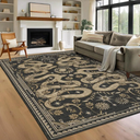 Snake Washable Rugs 9x12 Area Rug for Living Room Non Slip Forest Soft Low-Pile Stain Resistant Thin Large Throw Carpet for Bedroom Dining Room Office Dark Grey