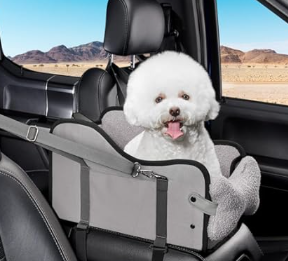 Center Console Dog Car Seat for Small Dogs, Pet Puppy Car Seats with Soft Cushion Safety Belt, Pet Bed for Cars, Washable Cat Carseats, 1 Dog Booster Cars Seats for Dogs Small 5-15 lbs(Black)