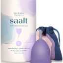 Saalt Soft Menstrual Cup  Reusable Period Cup  Made for Comfortable, Leak-Free Protection Up to 12 Hours  BPA & Latex Free  Includes Cup & Carry Bag (Regular, Mountain Iris)