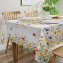 Spring Tablecloth 60x84 Inch for Rectangle Tables - Blooming Flower Spring Decorations for Home - Water Resistant Flower Table Cloth for Party,Table