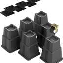 Adjustable Bed Furniture Risers 12 Pack Bed Lift Risers Elevation in Heights 3, 5 or 8 Inches Heavy Duty for Caster Wheels or Posts of Bed Table Couch, Support up to 2500 lbs. (8 Inch, Black)