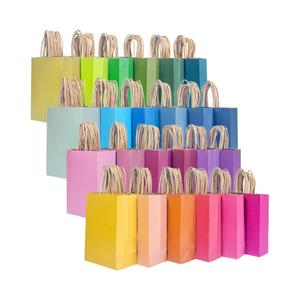 36 Pcs Small Gift Paper Bag with Handles Bulk - 8.3"x6"x3. 15" Rainbow Party Bags - Mulit Color
