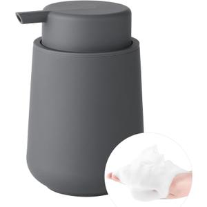 Matte Gray Foaming Hand Soap Dispenser Plastic 11 oz - Modern Minimalist Style for Bathroom & Kitchen Countertop Refillable