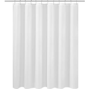 N&Y HOME Short Fabric Shower Curtain Liner 60 inches Long, Hotel Quality, Machine Washable, White Shorter Bathroom Curtains with Grommets, 72x60