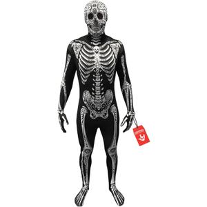 Morphsuits Day Of The Dead Skeleton Costume For Men, Adult Bodysuit, Halloween Skeleton Morph Suit (Large)