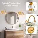 1 Piece Vintage Wall Sconce with Floral Amber Glass Shade, Matte Brass Finish Wall Sconce for Bathroom,Vintage Bathroom Vanity Light Fixture