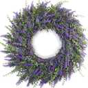 26'' Large Eucalyptus and Lavender Wreath for Front Door, Porch, Window- Artificial Eucalyptus Leaves with Lavender Wreath for Home, Farmhouse Wall Decor- Spring, Summer, Fall, All Seasons (Purple)
