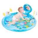 4-in-1 Tummy Time Water Play Mat with Baby Mirror & Teethers and Rattles, Large Infant Newborn Toys, Suitable for 3 6 9 12 Month Baby Girl or Boy Development