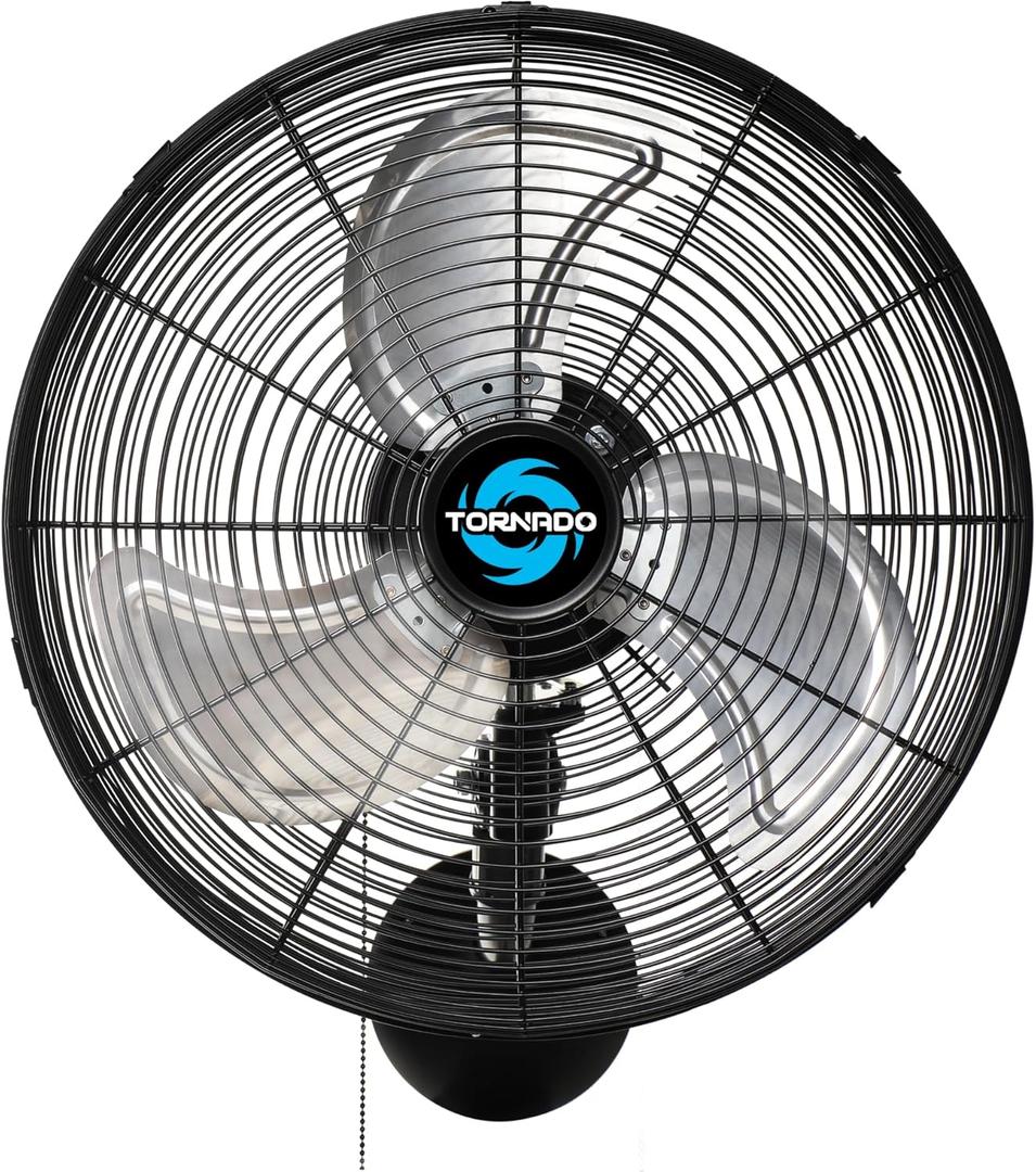 Tornado - 16 Inch Pro Series Oscillating Wall Mount Fan - High Velocity Heavy Duty Metal Wall Mount Fan for Industrial, Commercial, Residential, and Greenhouse Use - UL Safety Listed