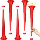 4 Pcs Stadium Horn for Adults, 21 Inch Vuvuzela Plastic Collapsible Cheering Trumpets for Sporting Events Football Carnival Party (Red)