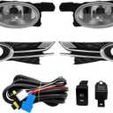 Nakkaa Front Fog Light Assembly Compatible with Odyssey Van 4-Door 2014-2017 with Passenger and Driver Side Lamp Cover and Wiring Harness and Switch HO2592137 HO2593137