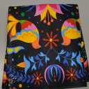 Mexican Floral Table Cloth, Waterproof Mexican Flower Tablecloth for Kitchen Dining Room, Picnic Party, Weddings, Outdoor Indoor 54x72 in Rectangle Black Table Cover