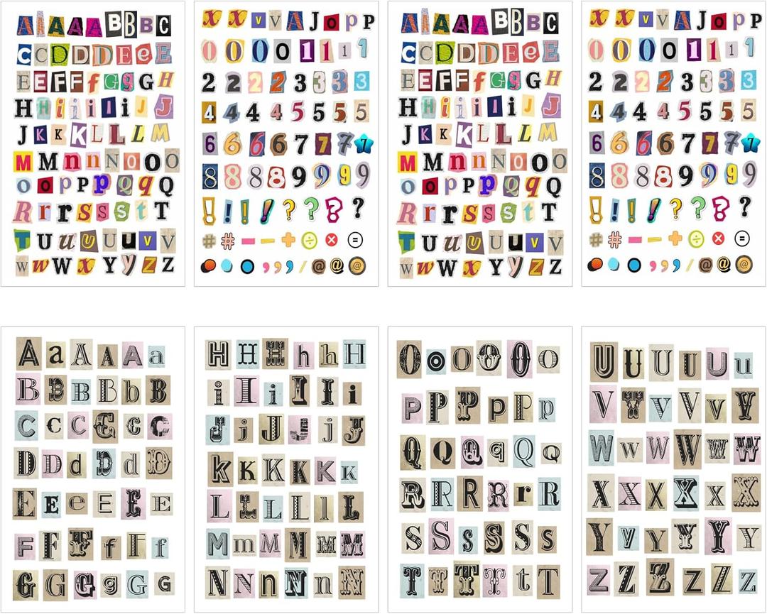 464pcs Magazine Letter Stickers Alphabet Number Stickers for Scrapbooking Supplies, Photo Album, Water Bottle, Gift Box, DIY Crafts, Junk Journal, Door Classroom Decoration(letter8)