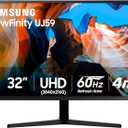 SAMSUNG 32" UJ59 Series 4K UHD (3840x2160) Computer Monitor,VA Panel, HDMI, Display Port, Eye Saver/Flicker Free Mode, FreeSync, LU32J590UQNXZA, Black