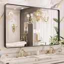 LOAAO 50X30 Inch Black Metal Framed Bathroom Mirror for Wall, Matte Black Bathroom Vanity Mirror Farmhouse, Large Rounded Rectangle Mirror, Anti-Rust, Tempered Glass, Hangs Horizontally or Vertically