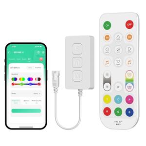 PAUTIX Wi-Fi+Bluetooth Music Pixel LED Smart Controller Kit SP548E,Compatible with Alexa/Google Assistant,App Control RF Remote Control,Addressable Color LED Strip Pixels Light DC5V-24V