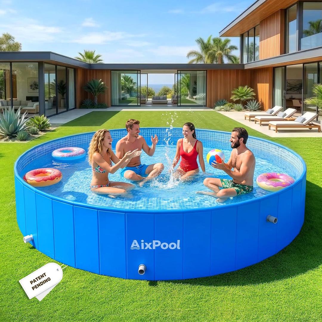 2026 Large Foldable Pool,Non-Inflatable Pool for Adult,Foldable Swimming Pool,Plastic Kiddie Portable Pool,Collapsible Kid Pool for Backyard,Oversized Easy Setup Family Pool for Adult,7.5FT