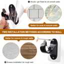 MUAKIOY Black Curtain Rod Hooks, No Drilling Self Adhesive Curtain Brackets, Adjustable Stick on Wall Curtains Pole Hangers for Bathroom, Bedroom, Livingroom, Kitchen (12 Pack)