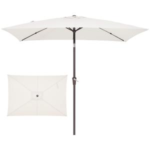 JEAREY 6.5x10 ft Rectangular Patio Umbrellas Outdoor Market Umbrella with Push Button Tilt and Crank, Rectangle Table Umbrella 6 Sturdy Ribs UV Protection for Pool Garden Backyard Deck, Cream-White