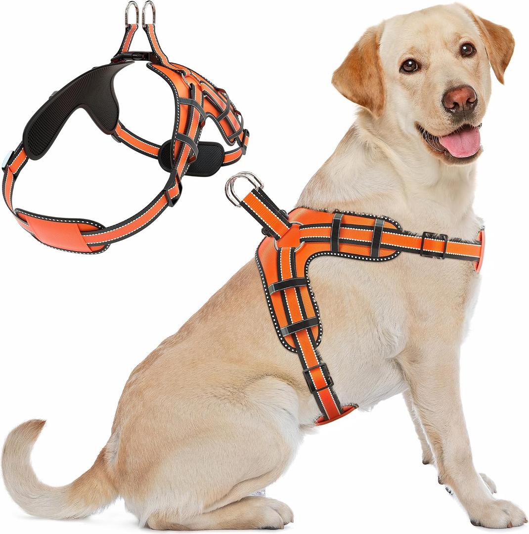 Dog Harness for Large Dogs Back D-Ring Control No Choking Pressure-Free Chest Design Comfortable Padded Adjustable Reflective Vest Harness for Daily Walks Training Easy Control Outdoor Use Secure Fit