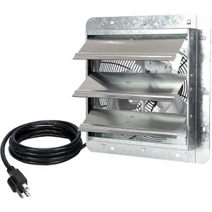 iLiving 12-Inch Wall Mounted Exhaust Fan with Variable Speed, 960 CFM, 1400 SQF Coverage Area, Silver