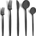 40-Piece Matte Black Silverware Set for 8, CEKEE Stainless Steel Flatware Cutlery Set, Cutlery Kitchen Utensils Set for Home Restaurant Apartment, Include Knife Forks and Spoons Silverware Set