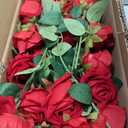 InnoGear 50 Pcs Red Roses Artificial Flowers, Fake Velvet Silk Rose Bulk Faux Flower for Mother's Gift Decoration DIY Wedding Centerpieces Proposal Bridal Bouquets Party Floral Decor (50, Red)