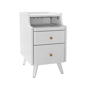 KASLANDI Solid Wood Nightstand, Nightstand with Drawers, Walnut Bedside Table for Bedroom, White