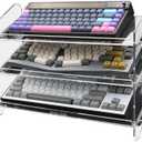Bright Stone Acrylic Keyboard Display Stand,Mechanical Keyboard Storage Rack,Multilayer Acrylic Organizer,Desktop Shelf Holder for Customized Keyboard (3 Tiers,long)