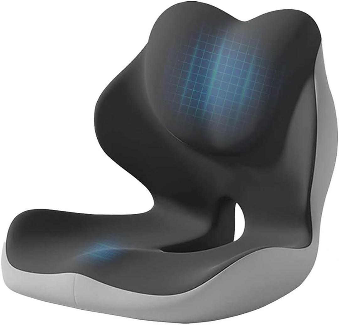 L-Shaped Memory Foam Seat Cushion with Lumbar Support and Cutout