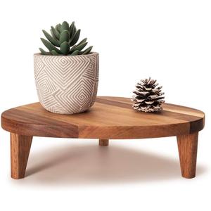 Acacia Wood Corner Pedestal Stand Triangle Decorative Farmhouse Wood Riser for Display Wooden Stand Soap Tray Candle Plant Holder Kitchen Bathroom Coffee Bar Counter Organizer