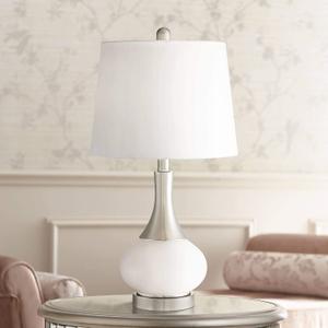 Serrena 23" High Table Lamp Silver White Glass Night Light Nightlight