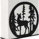 Sika Deer Design Napkin Holder for Table,Metal Standing Napkin Dispenser for 5-inch Paper Napkins,Black Metal Napkin Storage for Kitchen Dining Room Coffee Bar,Mail Letter Sorter Rack