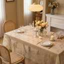 2 x Horaldaily Beige Gold Bow Gauze Tablecloth 60x120 Inch Rectangular, Golden Glitter Metallic Foil Thin Mesh Table Cover, Sheer Tulle Cheesecloth for Wedding Baby Shower Party