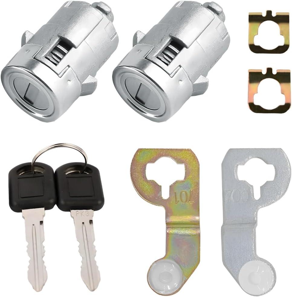 HZEL 1 Pair Car Driver and Passenger Door Lock Cylinder Set with 2 Keys, OEM#15298924 Vehicle Front Left Right Barrel, Automotive Door Lock Tumbler Compatible with Sierra 1500 2500 3500