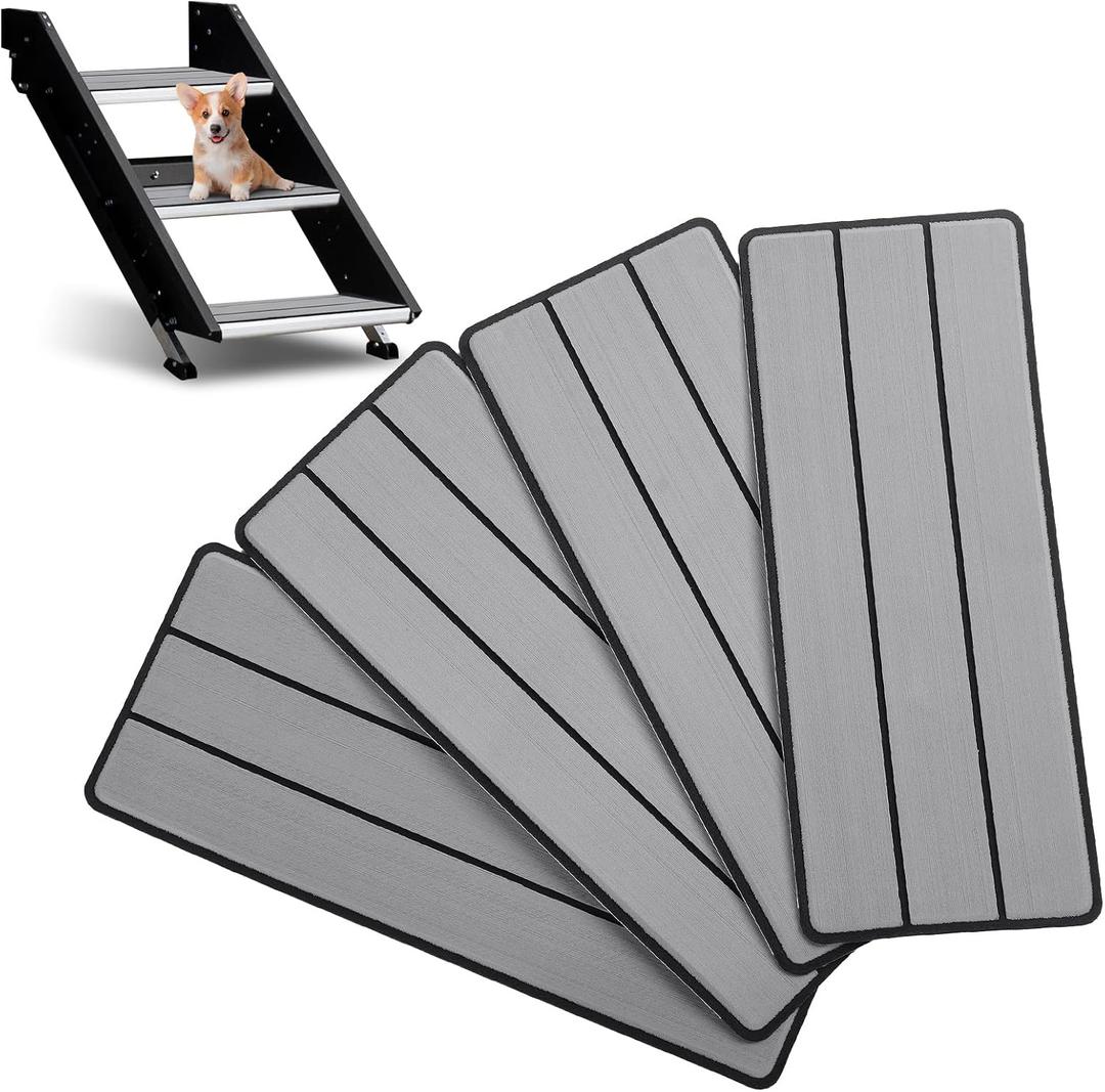OCEANBROAD EVA Foam RV Step Cover 19''L x 7.5''W 4 Pack with Self Adhesive for Ladders Trailers Truck Campers RV Steps Treads, Gray
