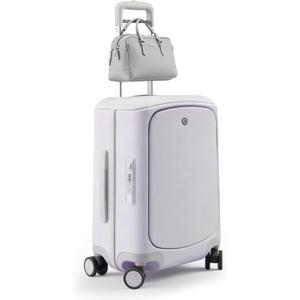 Hang Safe Carry On Luggage,PC Hard Shell Zipperless Bussiness Suitcases,21.3''x15''x9''Airline Approved,360° Spinner Wheels,TSA Locks USB Charging Port,Top Travel Seat,White
