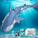 2.4GHz Remote Control Shark Toy for Pool, 1:18 Scale High Simulation RC Shark with Light & Spray Water, Electric Remote Controlled Swimming Water Toy Boat for 4 5 6 7 Year olds Kid Boys Girls (Blue)