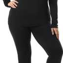 HOdo Plus Size Thermal Underwear Women Long Johns Fleece Lined Base Layer Top and Bottom Sets 1X (Black)