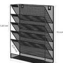 EasyPAG 5 Tier Wall File Holder, Mesh Hanging Folder Organizer with Classify Label, Versatile Desk File Holder, Vertical Wall Mounted Mail Organizer for Office Home Cubicle, Black