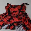 One Piece Swim Dress Swimsuits for Women Tummy Control Swimdress Skirt V Neck Bathing Suit (X-Large, Black Red Printed)