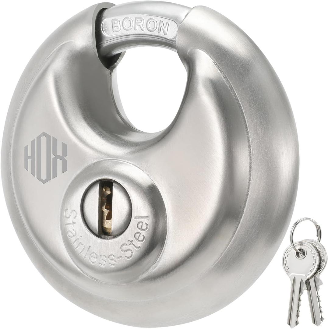 Heavy Duty Padlock with Key 70mm Stainless Steel Commercial Discus Keyed Lock, High Security, 1 Pack