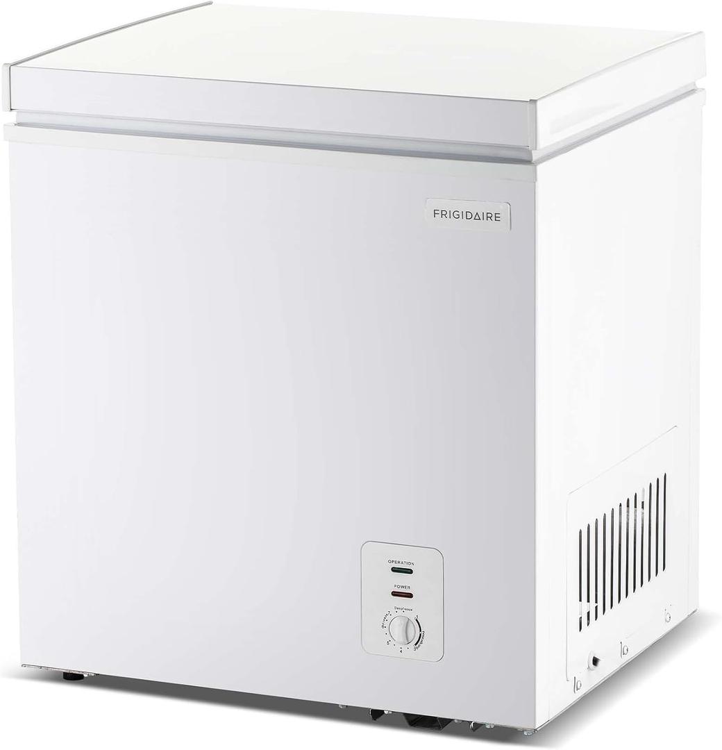 Frigidaire Chest Deep Freezer, 2.0 Cu. Ft. Capacity, Adjustable Thermostat-Removable Vinyl Coated Wire Basket-Easy Defrost Drain- Garage Ready- Pearl White