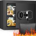 2.3 Cub Home Safe with Fireproof Waterproof Bag, Digital Security Fireproof Safe Box with Electronic Keypad, Spare Keys and Removable Shelf, Fire Safes for Home Jewellery Money Valuables